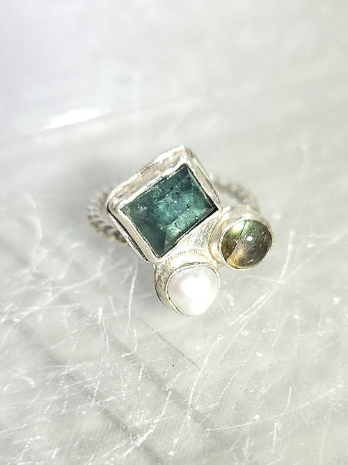 faceted tourmaline cluster ring