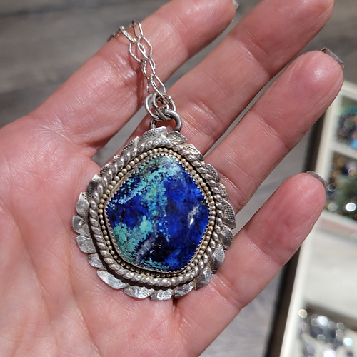 azurite malachite pendant necklace