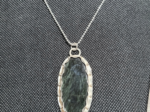 velvet obsidian sterling silver pendant necklace