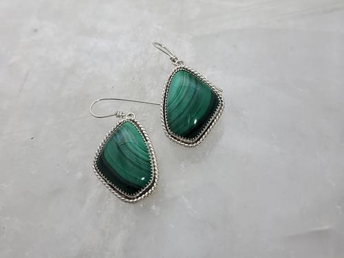 malachite statement earrings