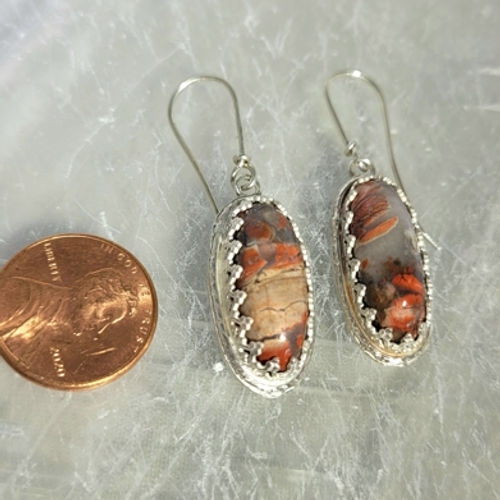 red jasper earrings with penny