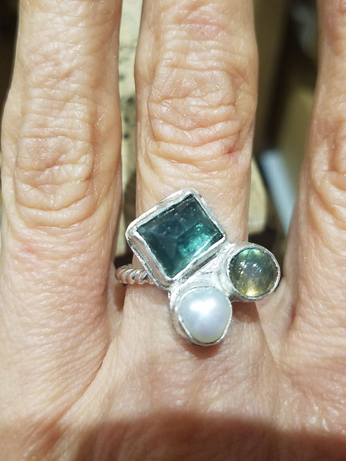 faceted tourmaline cluster ring