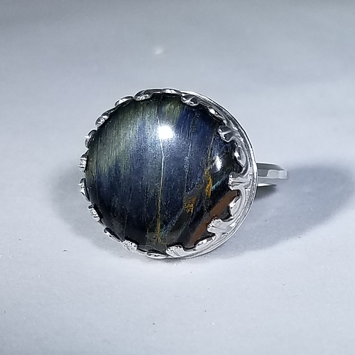 blue tigers eye sterling silver ring