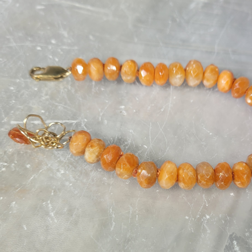 faceted orange calcite bracelet