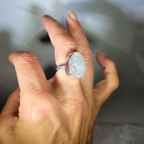 white druzy ring