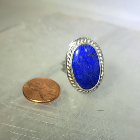 sterling silver lapis ring with penny