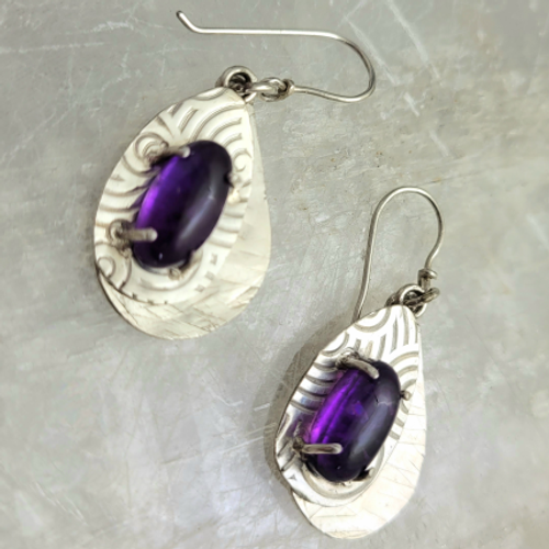 amethyst sterling silver dangle earrings