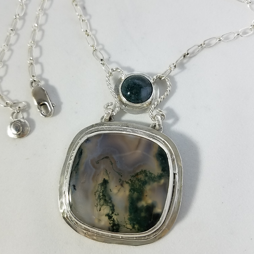 moss agate pendant station necklace