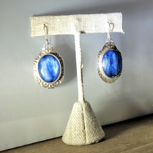 kyanite shield earrings