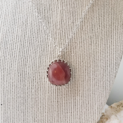 gem rhodochrosite pendant necklace