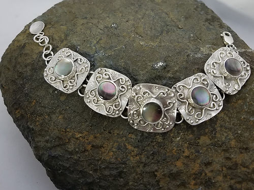 black mother of pearl station bracelet