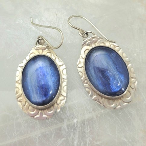 kyanite shield earrings