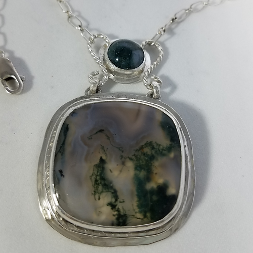 moss agate pendant station necklace