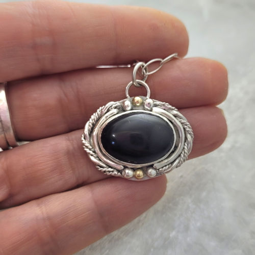 black obsidian pendant necklace