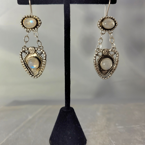 moonstone silver dangle earrings