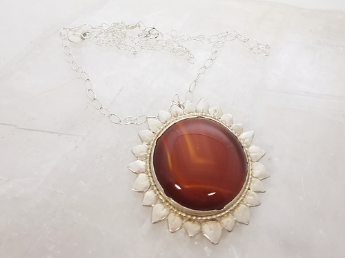 large carnelian sun pendant necklace