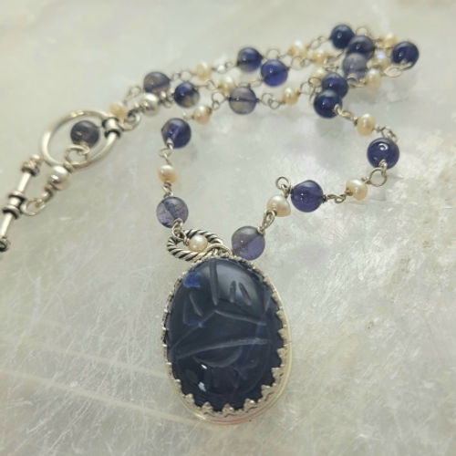 sodalite scarab pendant necklace