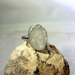 white druzy ring