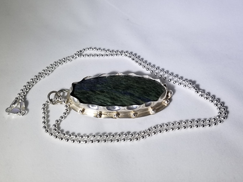 velvet obsidian sterling silver pendant necklace