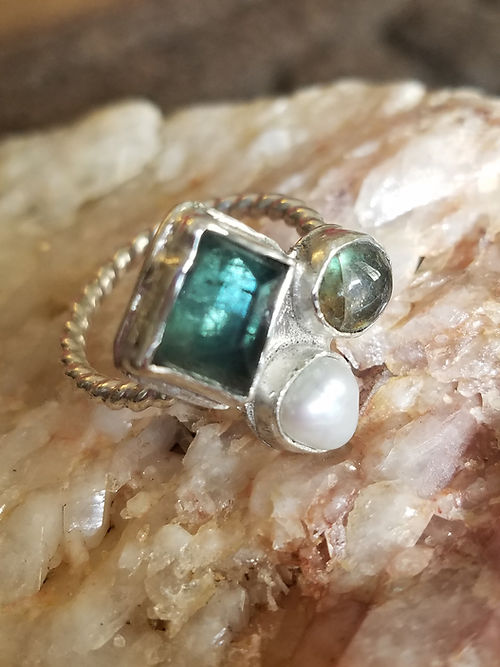 faceted tourmaline cluster ring