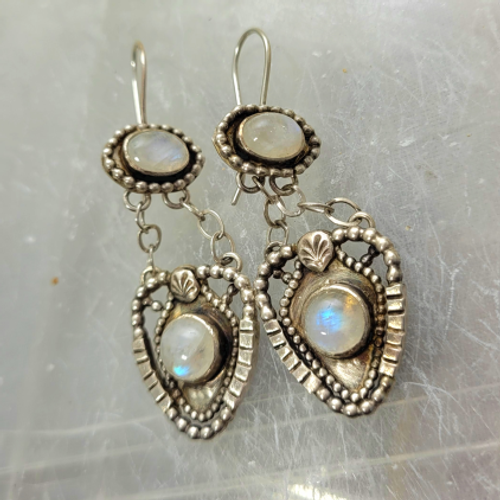 moonstone silver dangle earrings