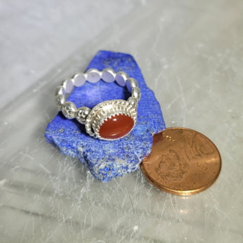 carnelian flower band ring