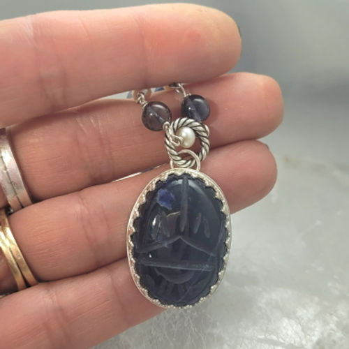 sodalite scarab pendant necklace