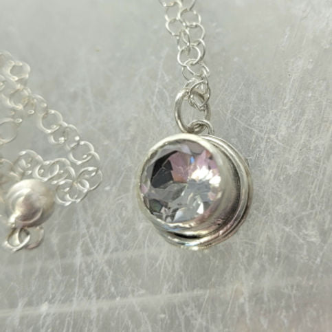 faceted clear quartz pendant necklace