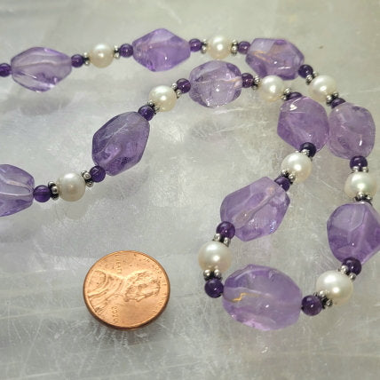 beaded amethyst and pearl necklace