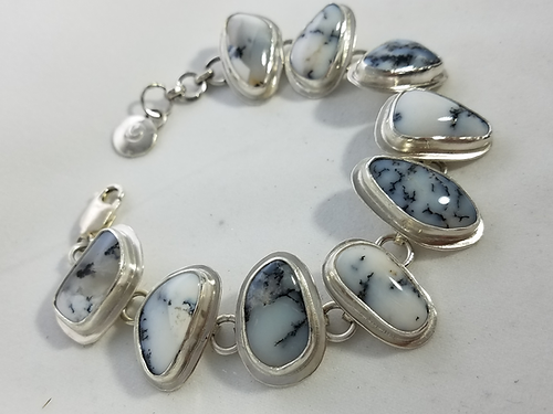 dendritic agate sterling silver bracelet