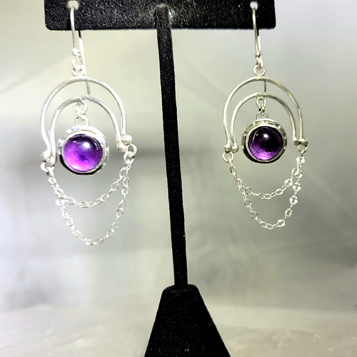 amethyst double dangles earrings