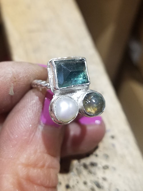 faceted tourmaline cluster ring