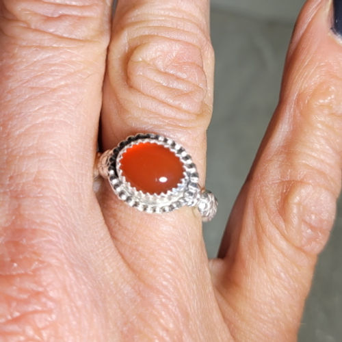 carnelian flower band ring