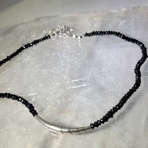 faceted black spinel choker necklace