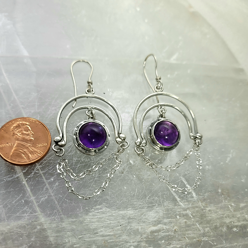 amethyst double dangles earrings