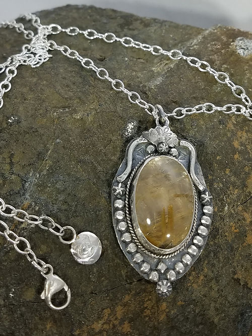 rutilated quartz amulet pendant necklace