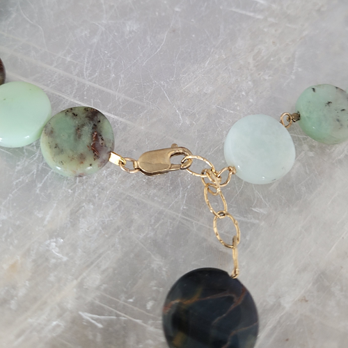 blue tiger's eye and chrysoprase beaded necklace