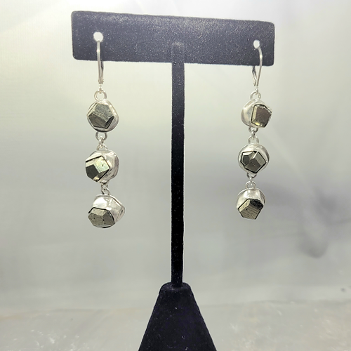 pyrite sterling silver dangle earrings