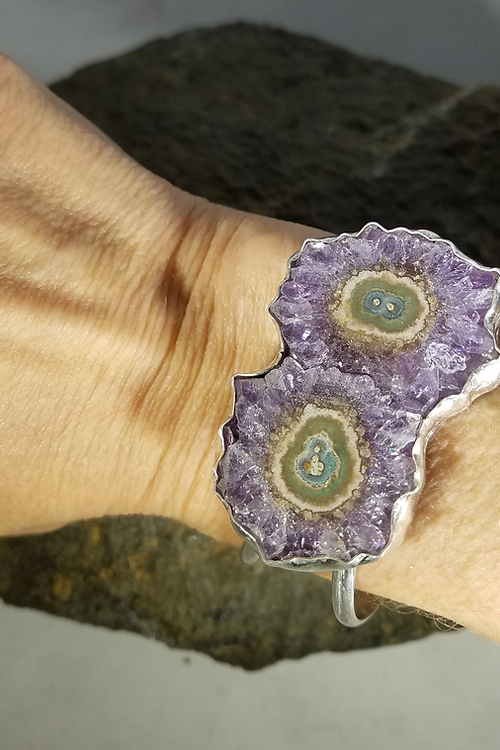 double amethyst geode cuff