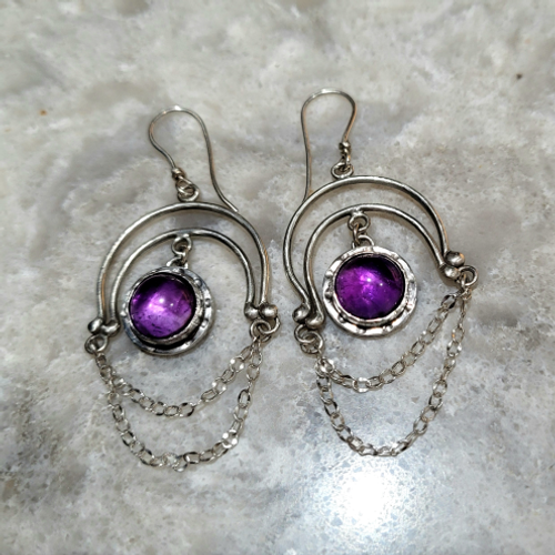 amethyst double dangles earrings