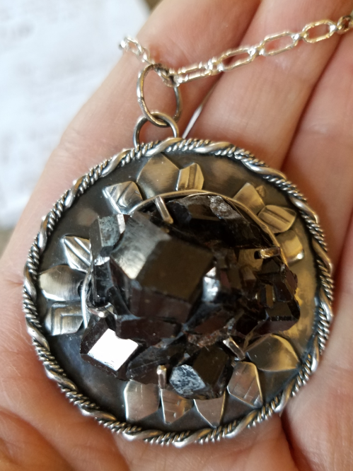 raw black garnet sterling silver pendant necklace