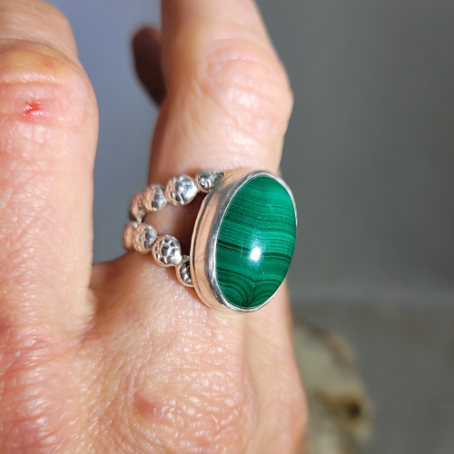 oval malachite ring